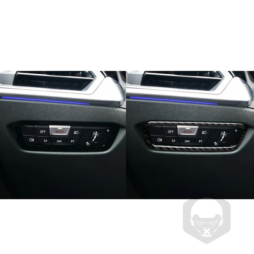 Carbon Fiber Style Headlight Switch Button Frame Sticker for BMW G20 G28 3 Series 2019-2021 Interior Trim Decal