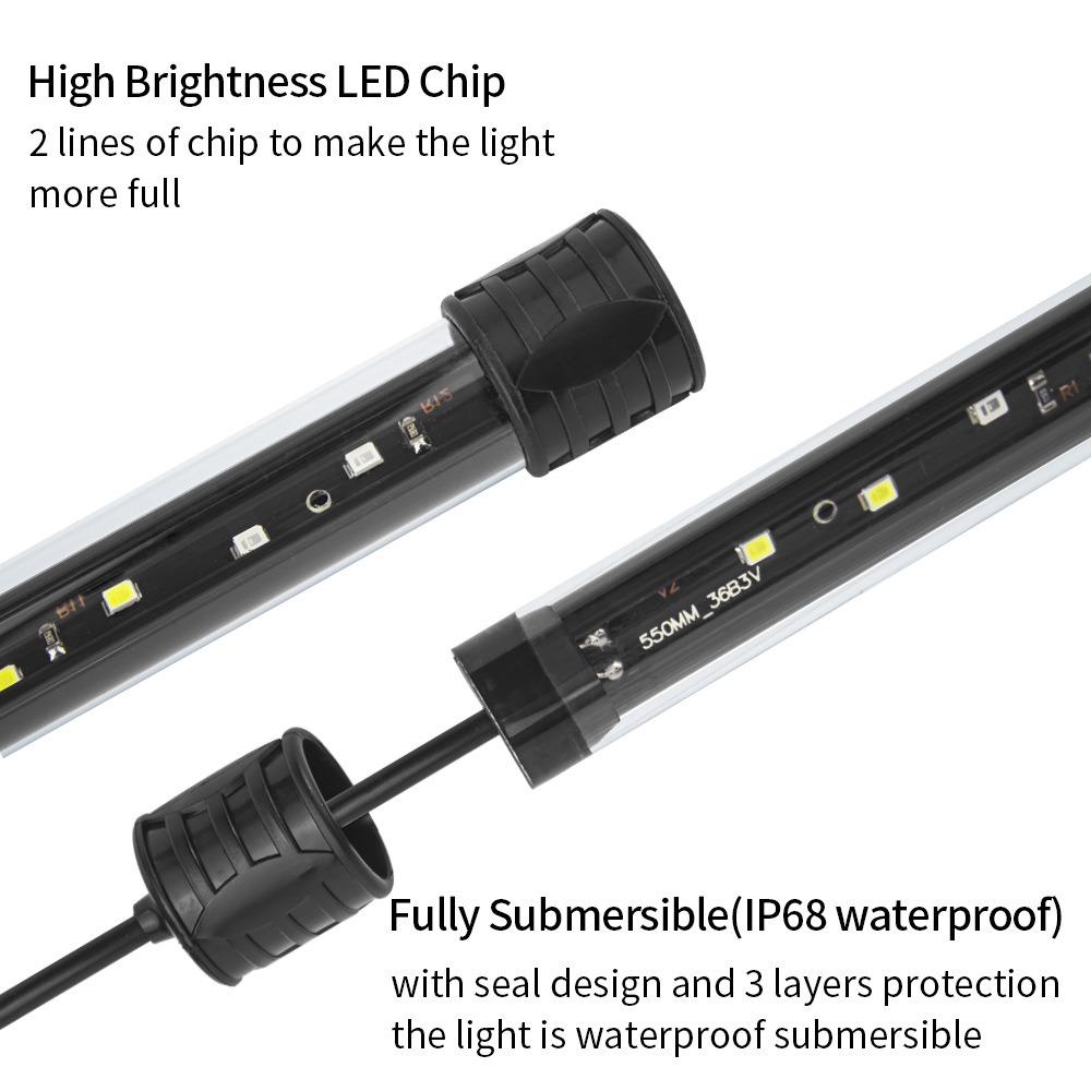 220V nedsenkbar stemningslampe 18-48cm plantevekstlys ny akvarium LED-belysning fisketankdekor