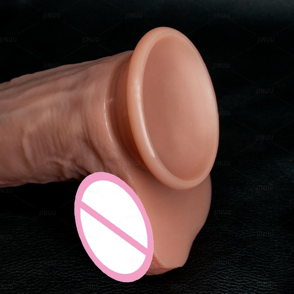 Oversized Soft Realistic Thick Dildo Gay Sex Toy for Women Suction Cup Anal Plug G Spot Masturbator Foreskin Silicone Penis Waterproof & Easy To Clean