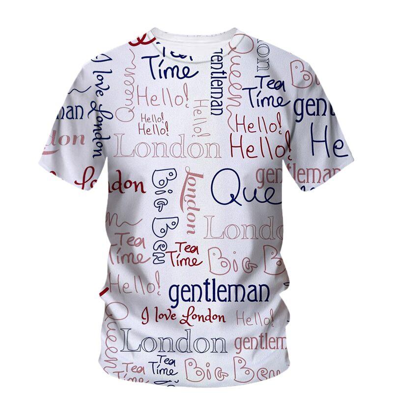 

England Funny 3D Print T Shirt Summer Men Woman Fashion Short Sleeve Oversized Harajuku Streetwear Tees Tops T-Shirt Clothes XS