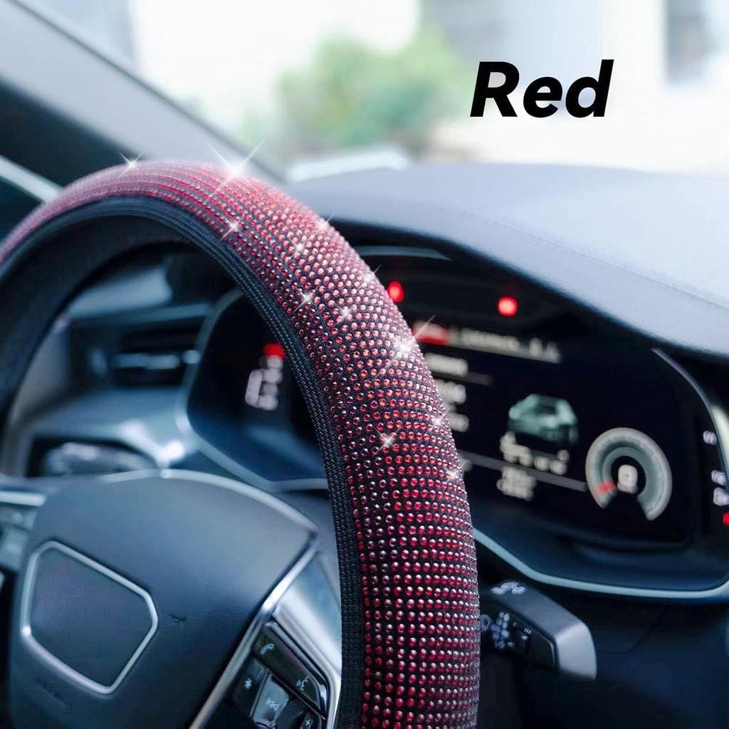 Bling Steering Wheel Cover, Rhinestone Steering Wheel Cover With Crystal Diamond For Women, Sparkling Car Wheel Protector Universal Fit 14-15 Inches