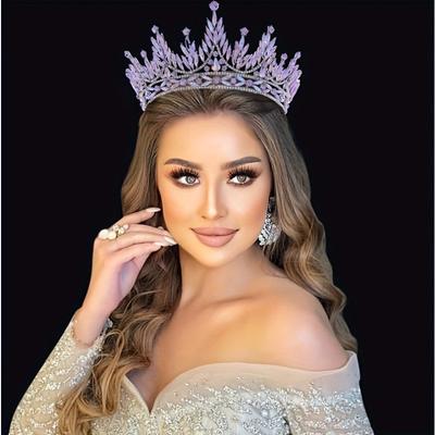 Bridal Crown Hair Accessories Full of Diamonds and Horse Eyes European and American Princess Crown Tiara Queen Catwalk Headband Accessories