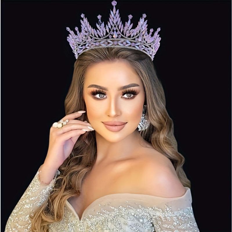 Bridal Crown Hair Accessories Full of Diamonds and Horse Eyes European and American Princess Crown Tiara Queen Catwalk Headband Accessories