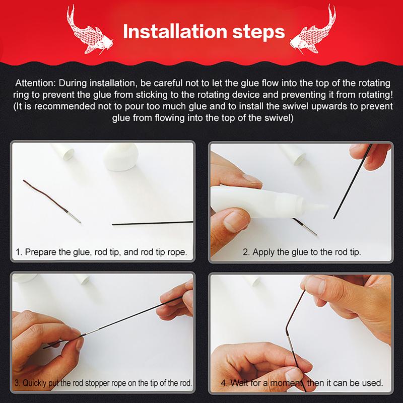 20Pcs Rotatable Fishing Rod Tip Wire Set 1.0MM 1.6MM Reliable Durable Accessories for Freshwater Saltwater Repair