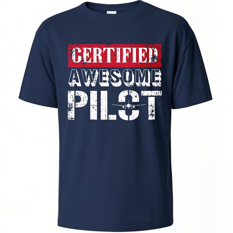 

Mens Soft Cotton tshirt Casual Tee Vintage Summer For Her Tshirt Certified Awesome Pilot Short Sleeve Printed Crew Neck Tees as the picture2834 темно-синього кольору