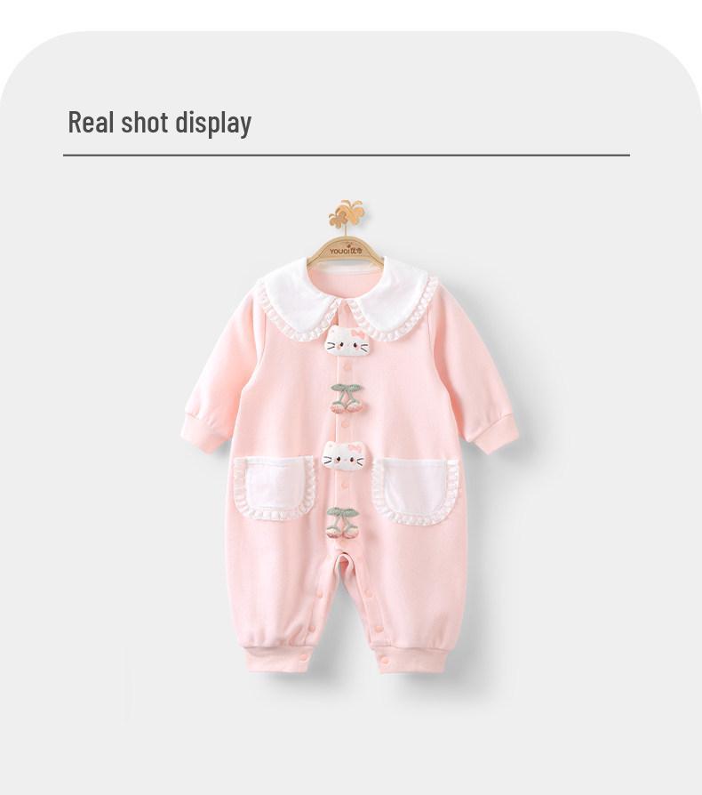 Youqi Baby Girls Long Sleeve Spring/Autumn Romper - Cute Newborn Crawling Bodysuit