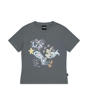 LMC Wm Sketch Doodle Cropped Tee Gray