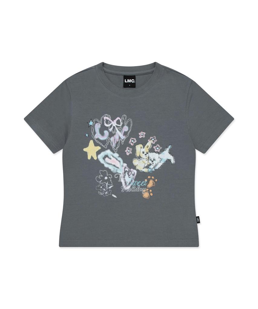LMC Wm Sketch Doodle Cropped Tee Gray