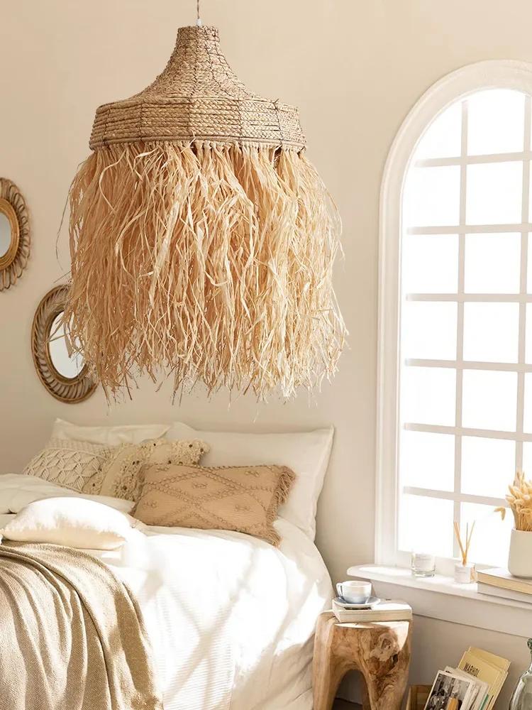 New Design Handmade Woven Wabi Sabi Rattan Grass Thailand Japanese Simple Natural Australia House Popular Pendant Lamps Lights