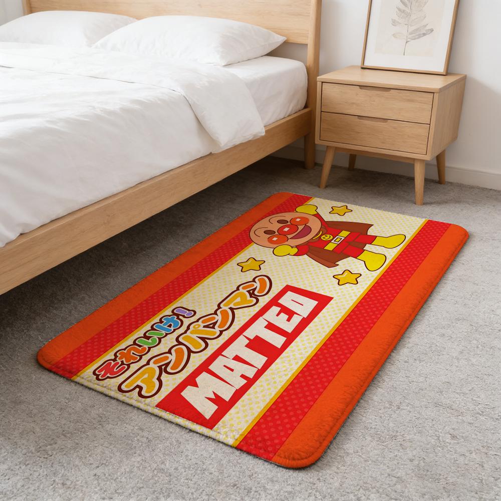 Anime Kawaii A-Anpanman Floor Mat Flannel Door Mat Non-Slip Absorbent Washable Indoor Home Rug