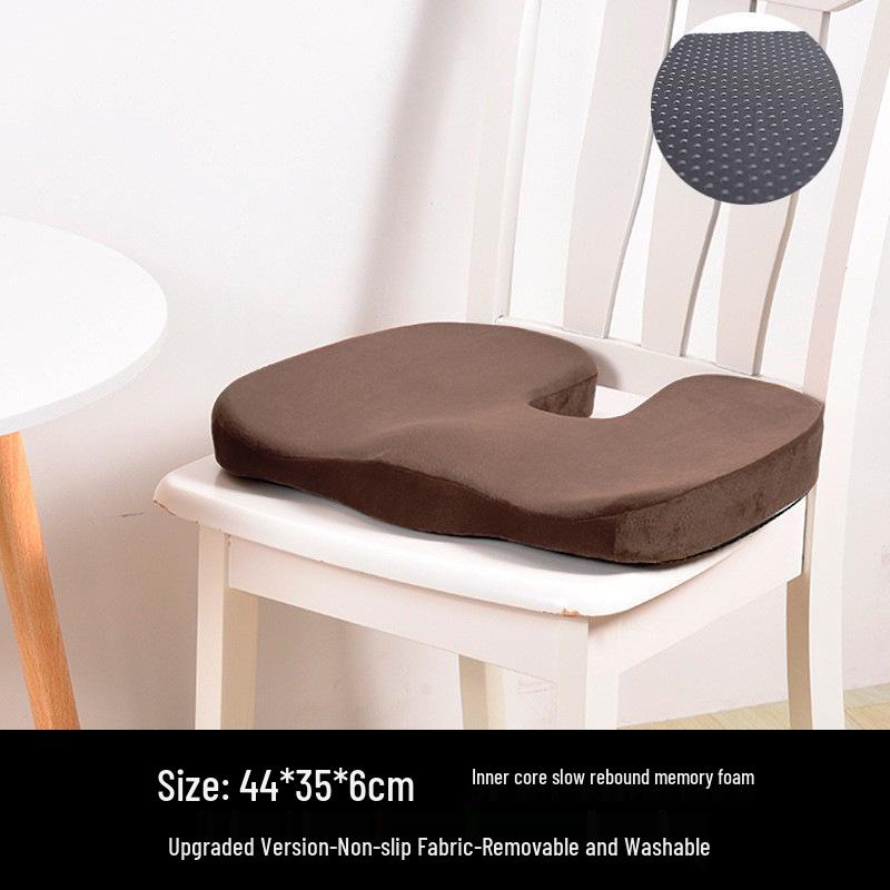 Plush Memory Foam U-Shaped Seat Cushion for Office Chairs - Thick, Breathable Hemorrhoid Relief Pad