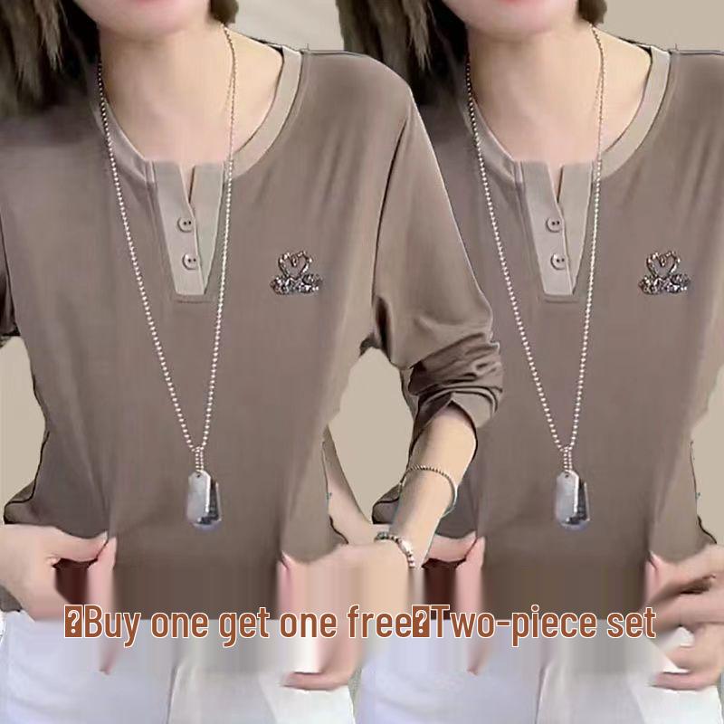 Black Swan V-neck Long-sleeve T-shirt: Slimming, Stylish, and Age-Reducing