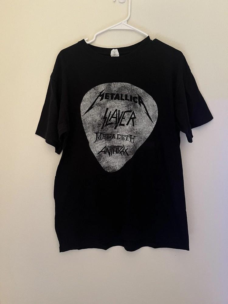 

Тур Big 4 2011 Репринт Metallica Slayer Megadeth Anthrax S-4XL Унисекс Футболка S