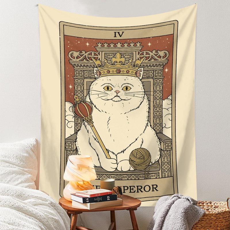 Vintage Bohemian Cat Wall Tapestry for Bedroom  Dorm Bedside Decor Hanging Artistic Cat Theme Home Decor