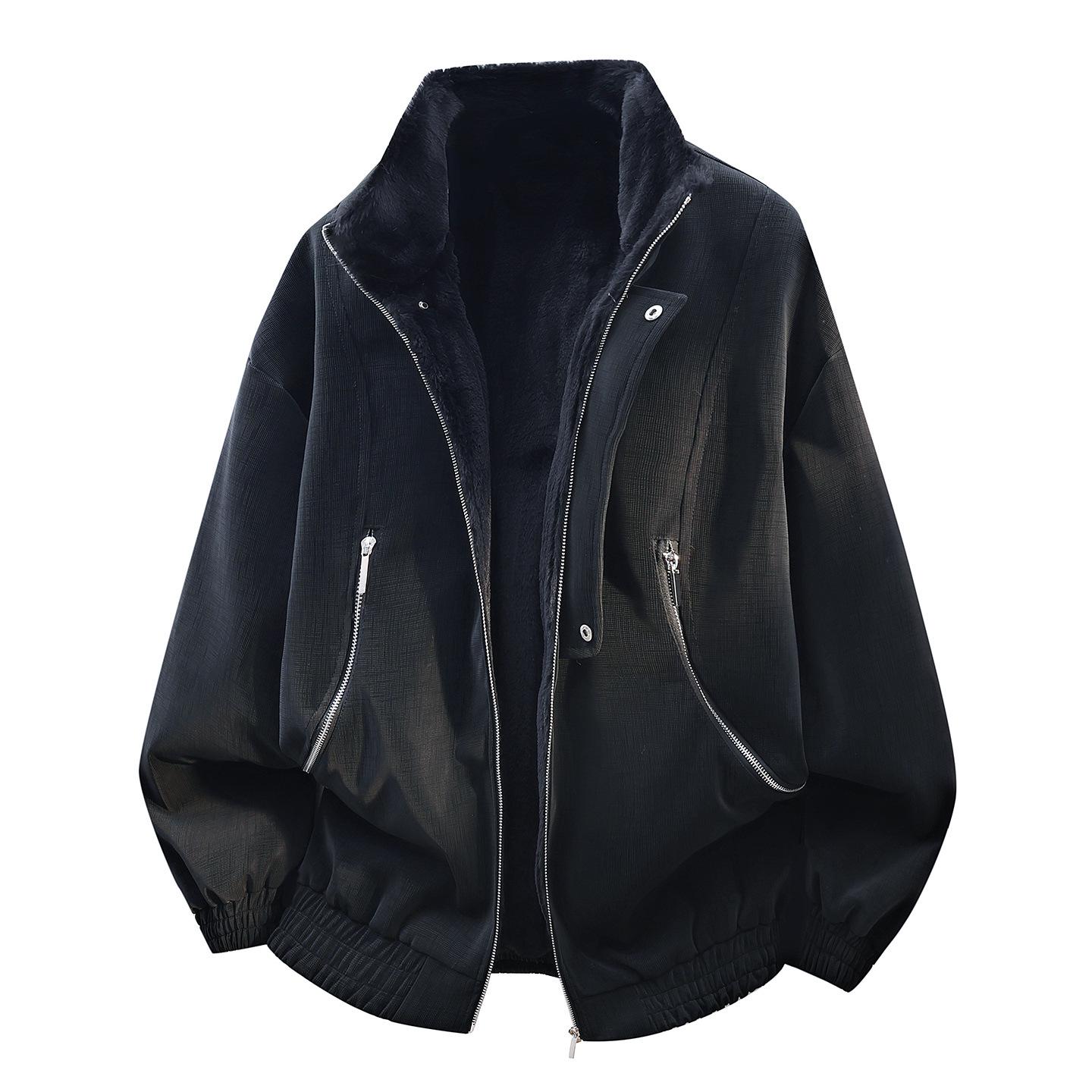 

Men s 2025 Winter Plus Velvet Warm Loose Wear-Resistant Jacket XL чорний