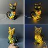 Kočičí lampa Vitrážové pryskyřičné sklo Noční světlo Měkká teplá záře 3D LED stolní lampa se zvířecí tématikou Dekorace do ložnice