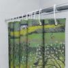 Floral Rabbit Deer Forest Landscape Shower Curtain Vintage Nature Botanical Backdrop Rustic Farmhouse Bathroom Decor
