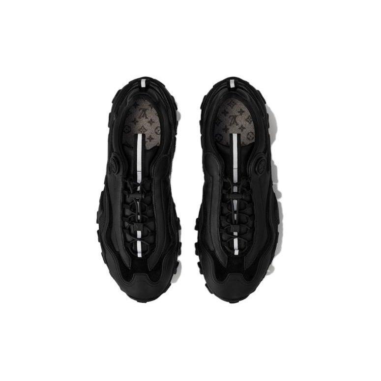 LOUIS VUITTON RUSH Leather Abrasion Resistant Low top Casual Shoes Women's Black 1ACMU8