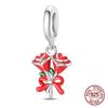 Copper Passion And Love Red Rose Bridal Bouquet Pendants Charms Fits Genuine Charms Bracelet Women DoItYourself Jewellery Gifts