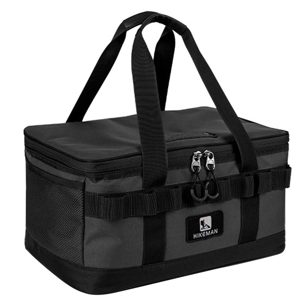 20L Camping Kitchen Organizer with Dual Zipper Cookware Utensils Kit Bag Camping Cooking Utensil Organizer for Camping Picnic чёрный