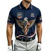 Patriotic Vintage Eagle Flag Short Sleeve Polo, Men's Stylish Casual Top