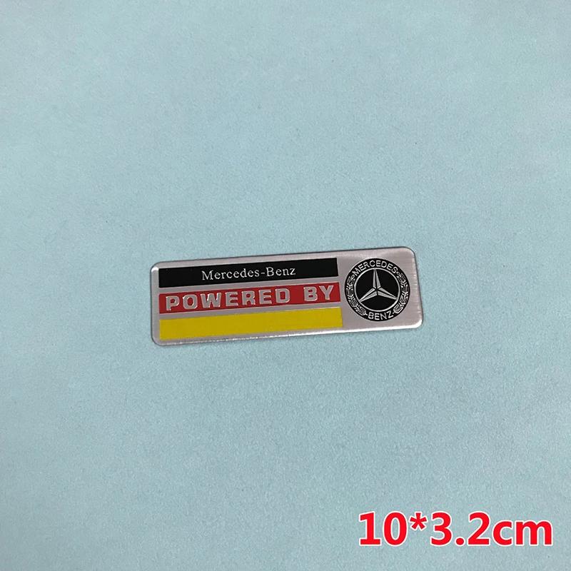 Long Thin Aluminium Label Sticker Car Emblem for Mercedes Benz AMG Edition Logo Powered By Germany Flag Racing Track Stripes