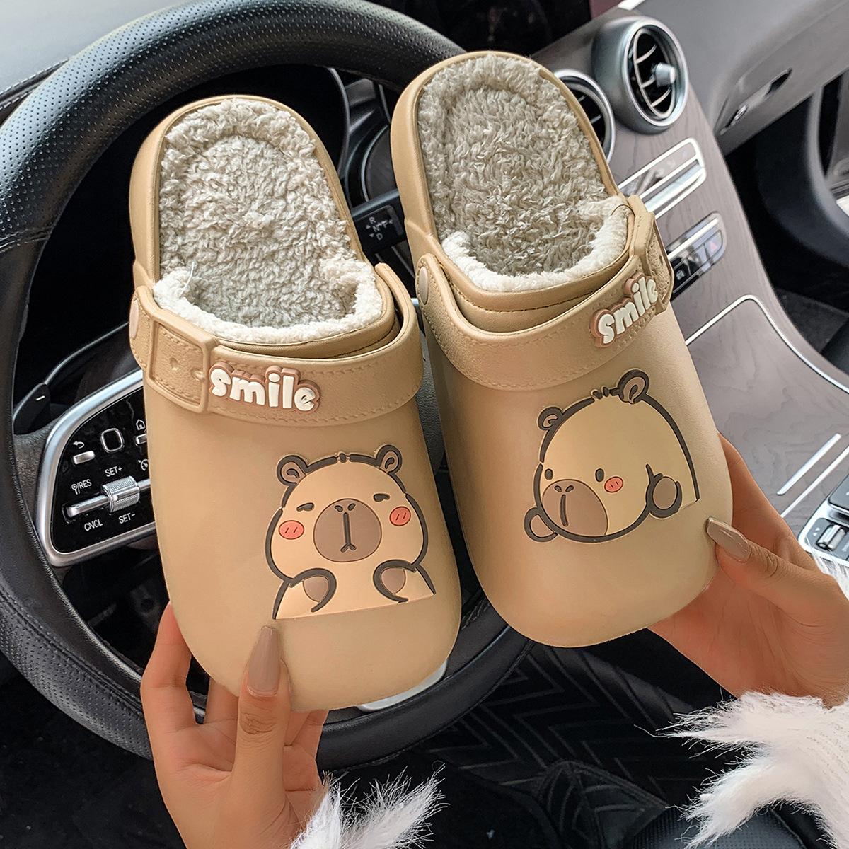 

Осенние новые хлопковые тапочки Baotou для женщин, которые можно носить дома и на улице, нескользящие и милые мультяшные хлопковые тапочки Double Wear 43