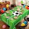 Soccer Tablecloth for Birthday Party Decoration, Soccer Ball Field Rectangle Table Cover for Dining Room, Game Day Sports Party Supplies