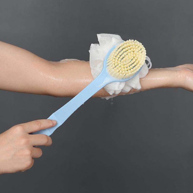 Long Handle Rubbing Back Bath Brush Flower Ball For Adult Soft Hair Dual Purpose