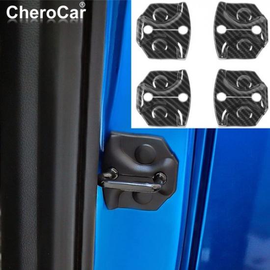 Black Carbon Fiber Door Lock Cover Buckle Decor Trim For Ford F150 2015- 4X