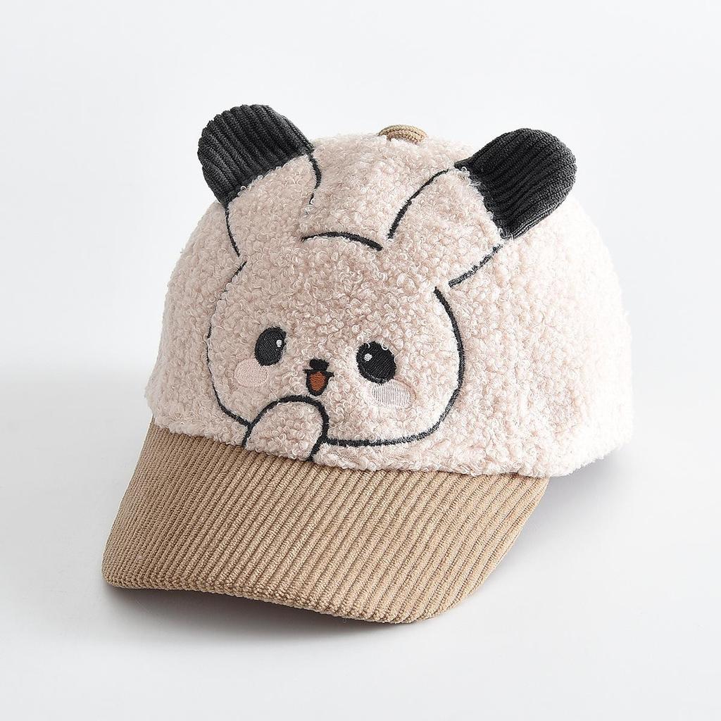 Kids' Autumn/Winter Windproof Warm Duckbill Cap with Cartoon Rabbit Design