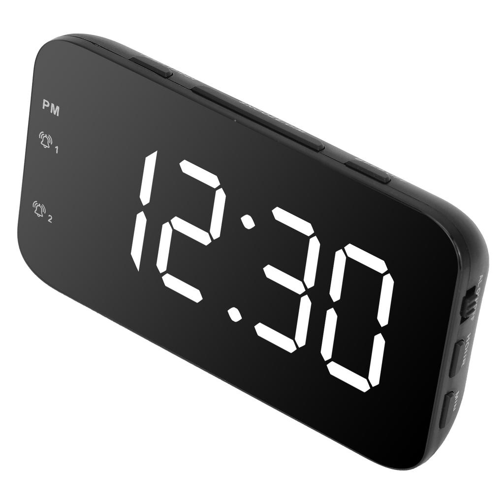LED Digital Alarm Clock Portable Desk Clock with Snooze for Bedroom Home TravelWhite