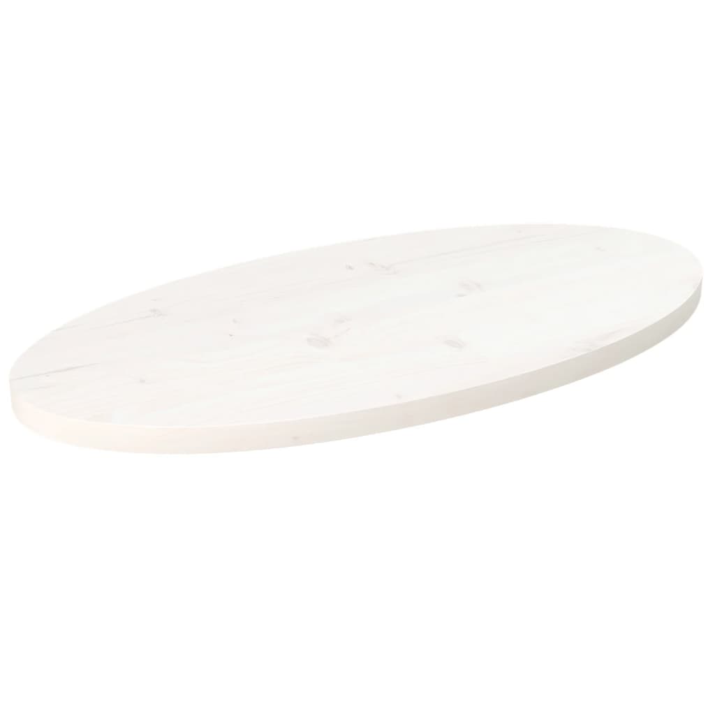 Vidaxl Blat Stołu, Biały, 80X40X2,5 Cm, Lite Drewno Sosnowe, Owalny