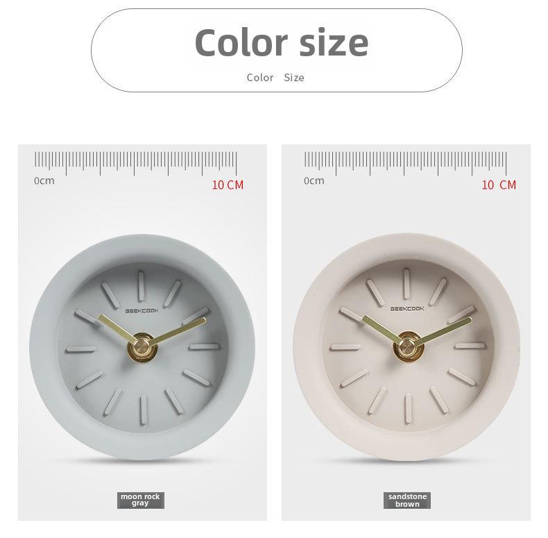 Industrial Style Concrete Desktop Clock with Brass Hand