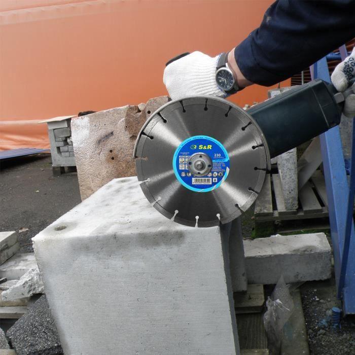 S&amp;R Disque Diamant 230 mm. Disque à tronçonner 230 x 22,2 x 10 Standard 2,6 mm pour Béton, Béton armé, Granit, Pierre naturelle, Bri