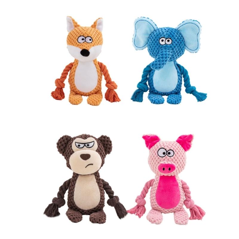 Squeaky Plush Cotton Rope Dog Toy For Interactively Play Teeth Cleaning And Anxieties Relief In Small Media Dog