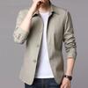 Mens Business Casual Turn Down Collar Long Sleeve Solid Spring Autumn Jacket