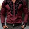 Men's shirt long sleeved printed shirt European and American business lapel