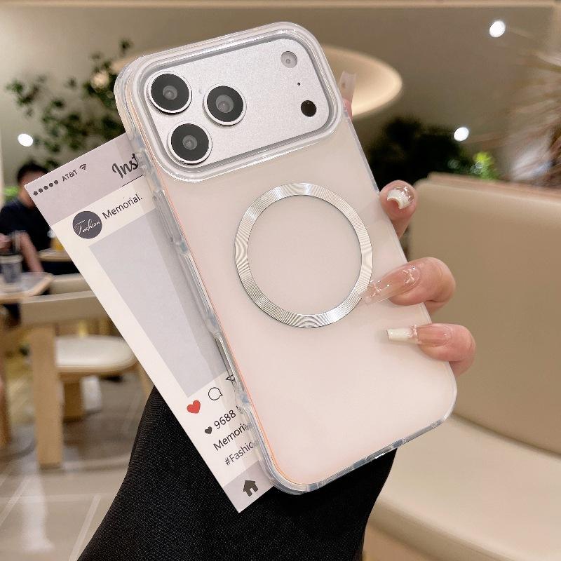17 Applicable to Apple 16pm round edge colorful oil drip ring magnetic suction 15 mobile phone case iPhone14 anti-drop 13 protective case