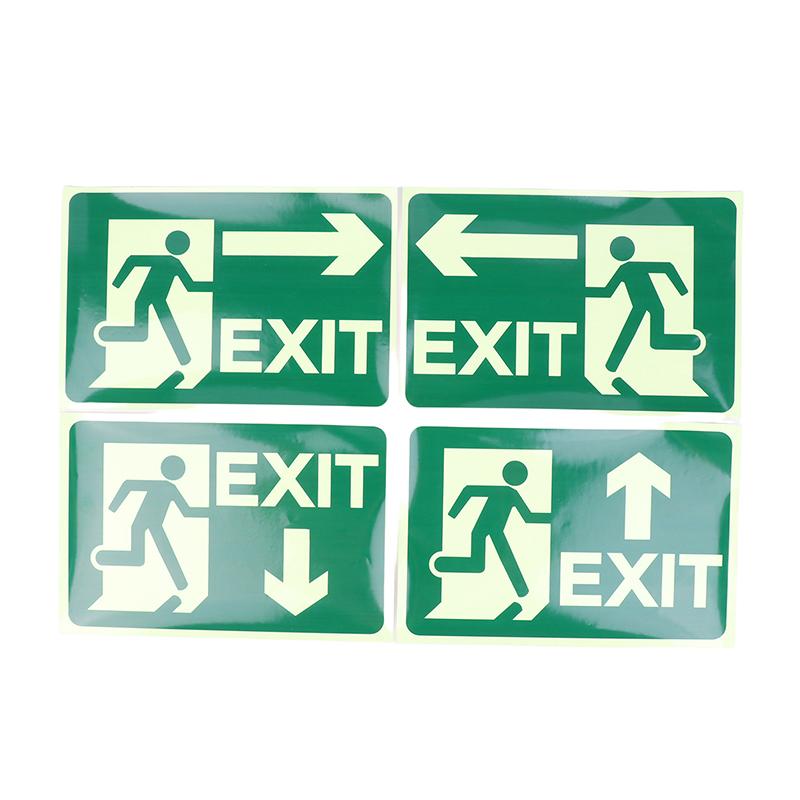 Glow In Dark Exit Signs Luminous Security Stickers Wall Safety Adhesive Fire Evacuation Directional Night Visibility Signage