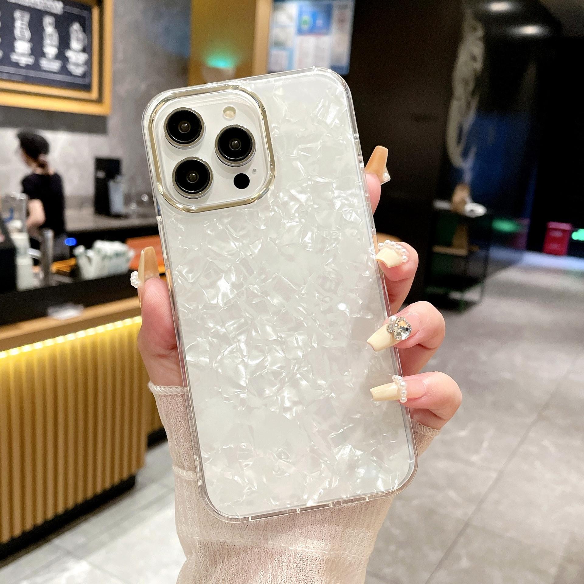 

Чехол IPhone16E с узором ракушки подходит для чехла IPhone 15, 16promax Advanced 13 с гальванизированным кольцом для объектива iPhone11