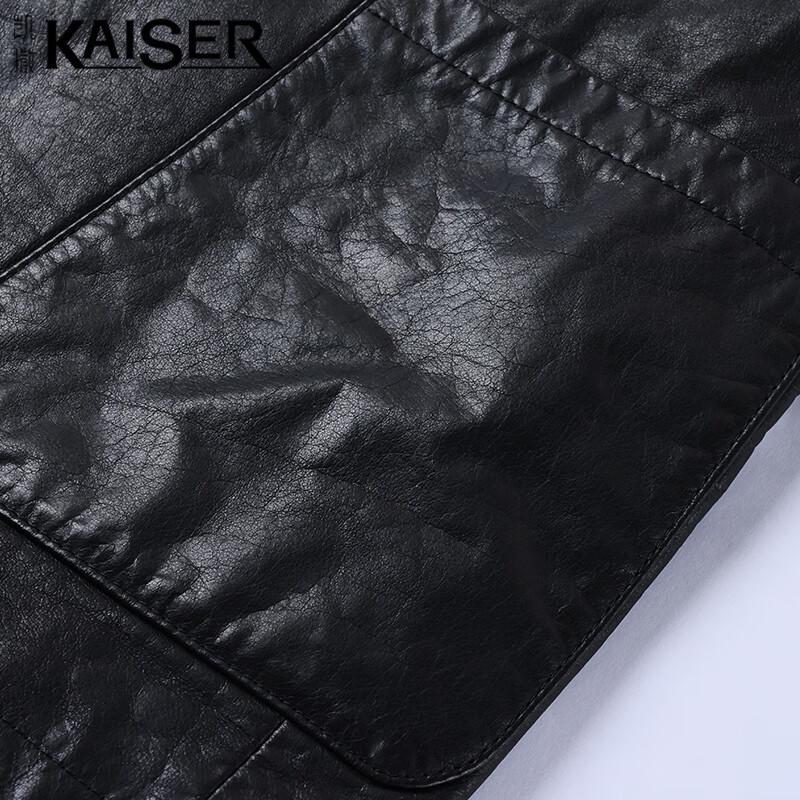 KAISER Men's Genuine Leather Suit Collar Biker Jacket