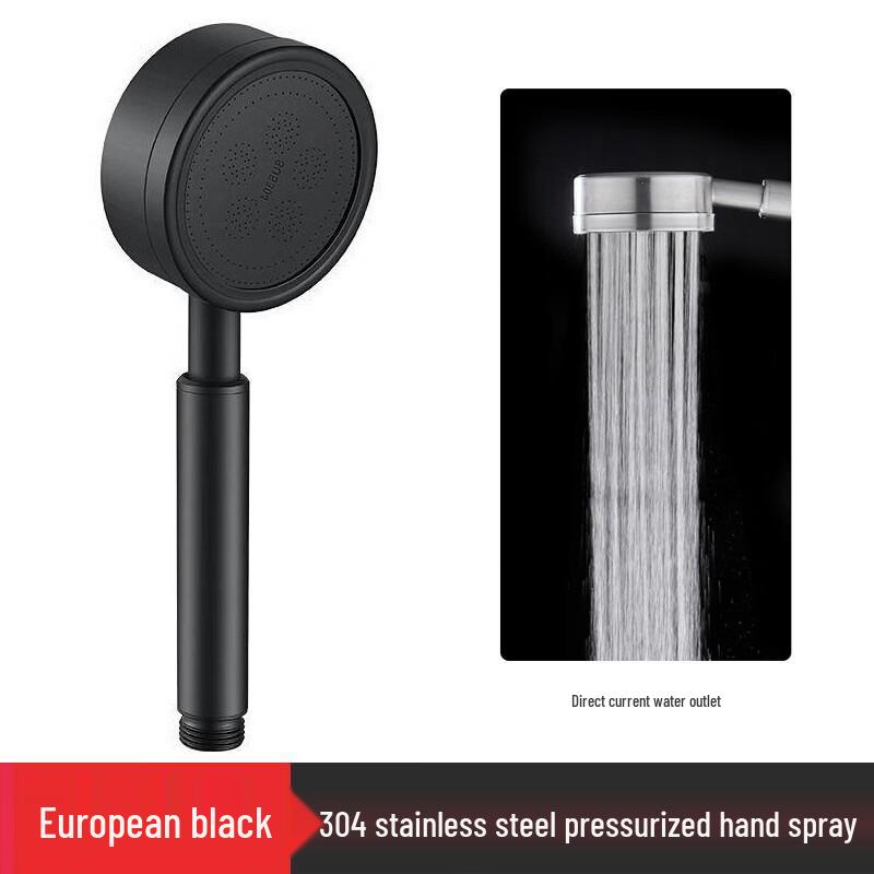 Yuzhuxun Black 304SS Pressurized Shower Head