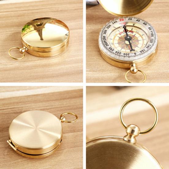 Vintage Copper Flip Outdoor Navigation Luminous Travel Camping Pocket Compass