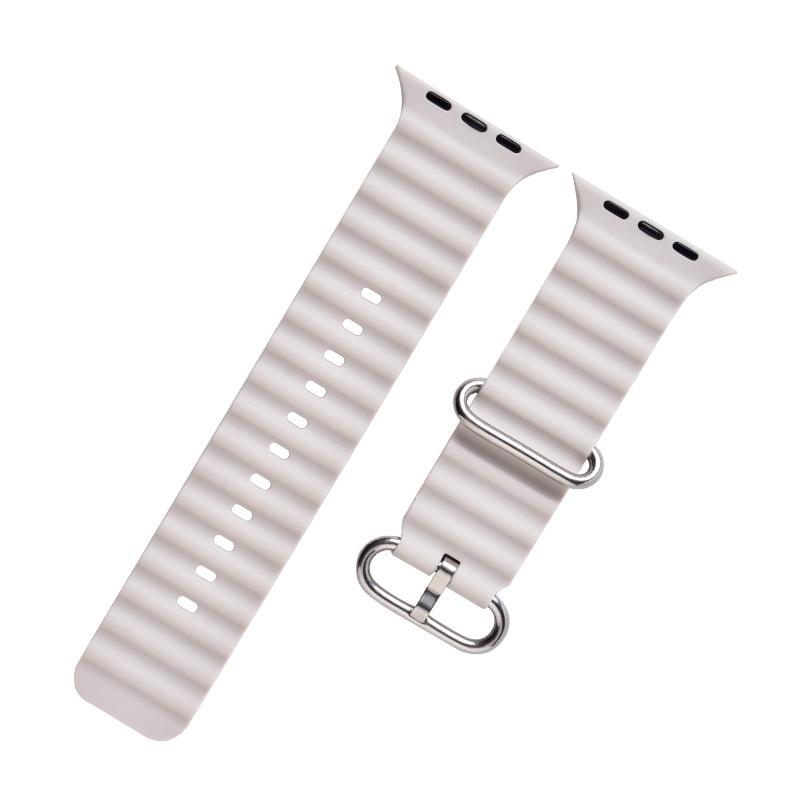 Ocean-Style Silicone Watch Band for Apple Watch: Waterproof with Double Buckle