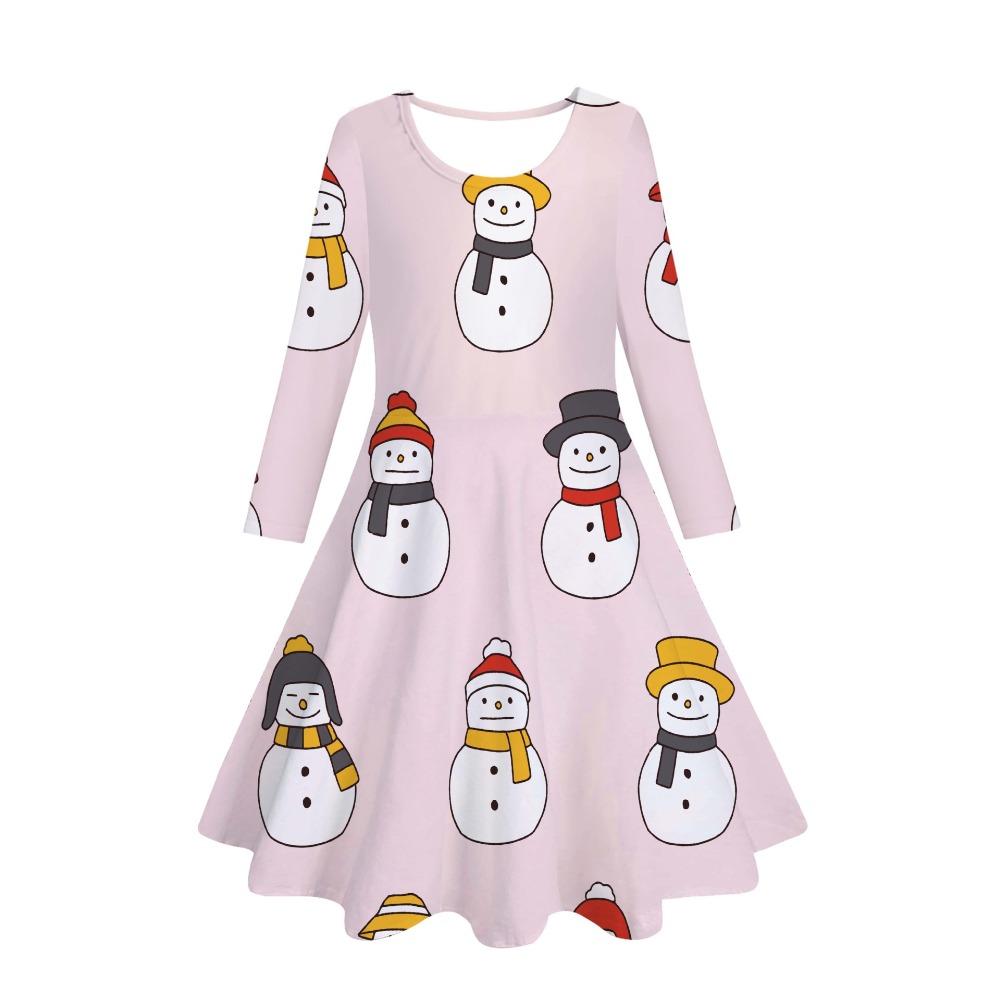 Girls' 3D Hat Snowman Dress Long Sleeve Summer Spring Vacation Daily Holiday Princess Beautiful Sweet Kids 4-12 Years Casual Dress A Line Dress