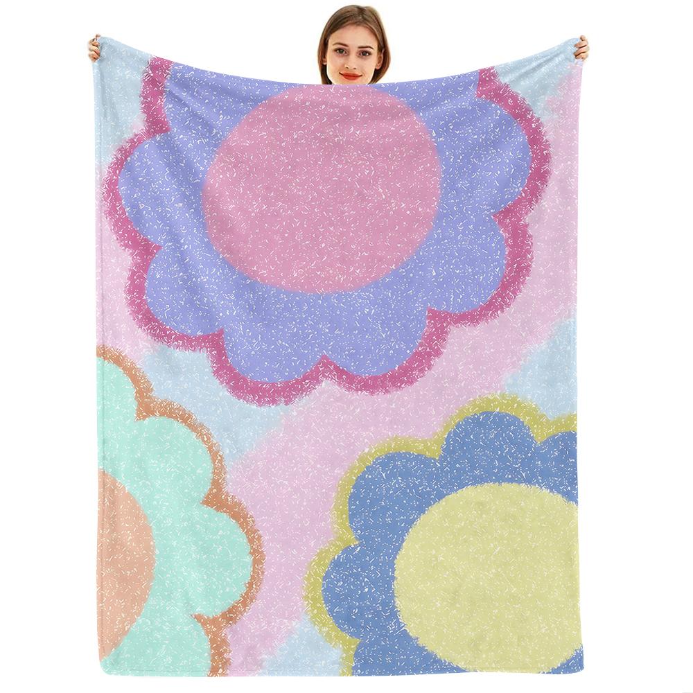 Gradient Star Sky Cartoon Anime Print Flannel Blanket Soft Warm Throw for Kids Bedroom Sofa Christmas Office Car