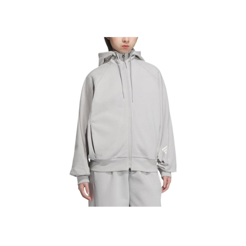 adidas Fustl Bunda Mikina Módní Univerzální Bunda s Dlouhým Rukávem Dámská Bunda Šedá JY8067