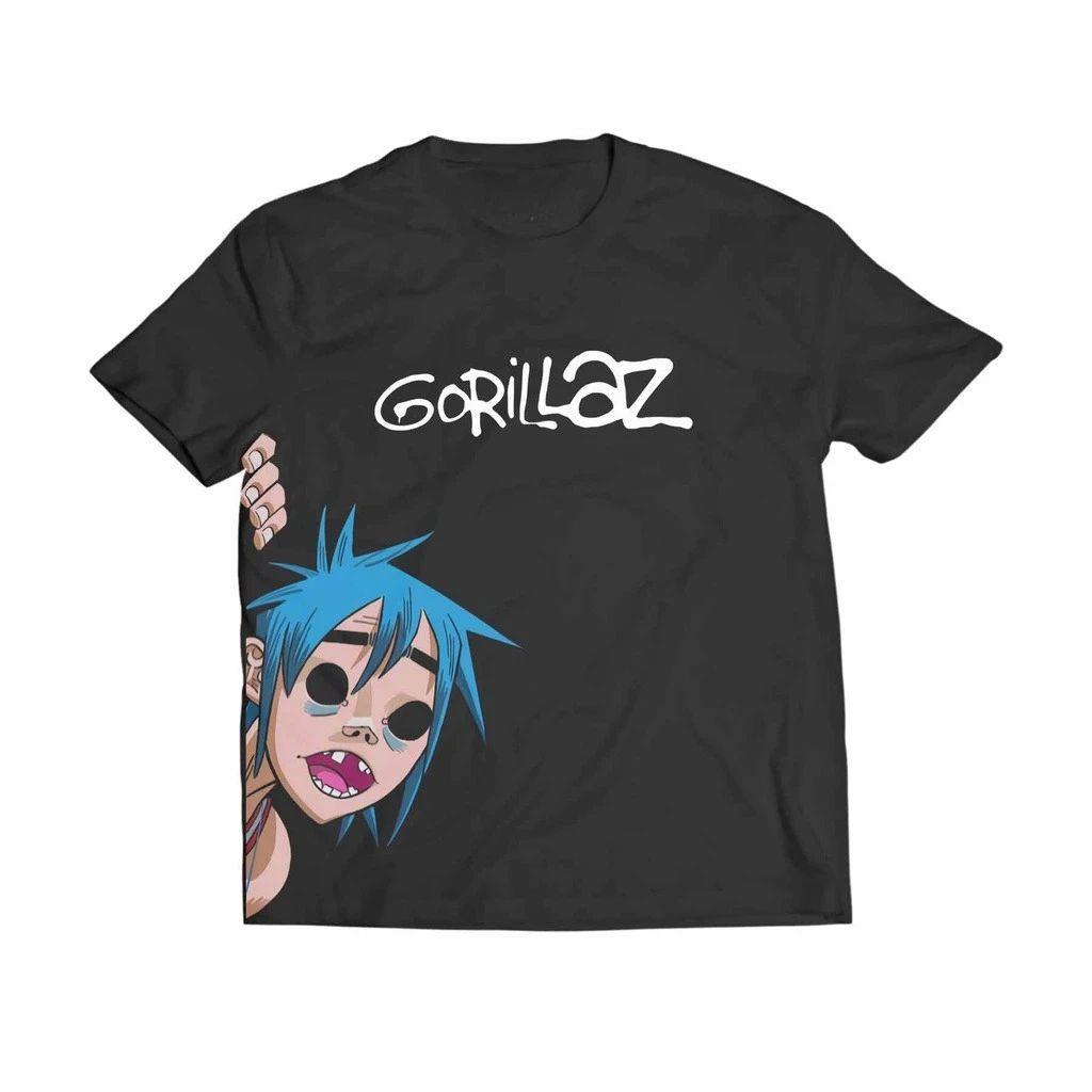 Harajuku Vintage Rock Tee Gorillaz Graphic Print Cotton Black Shirt 2026 Summer Casual Loose New Fashion Tshirt Fan Gift Unisex
