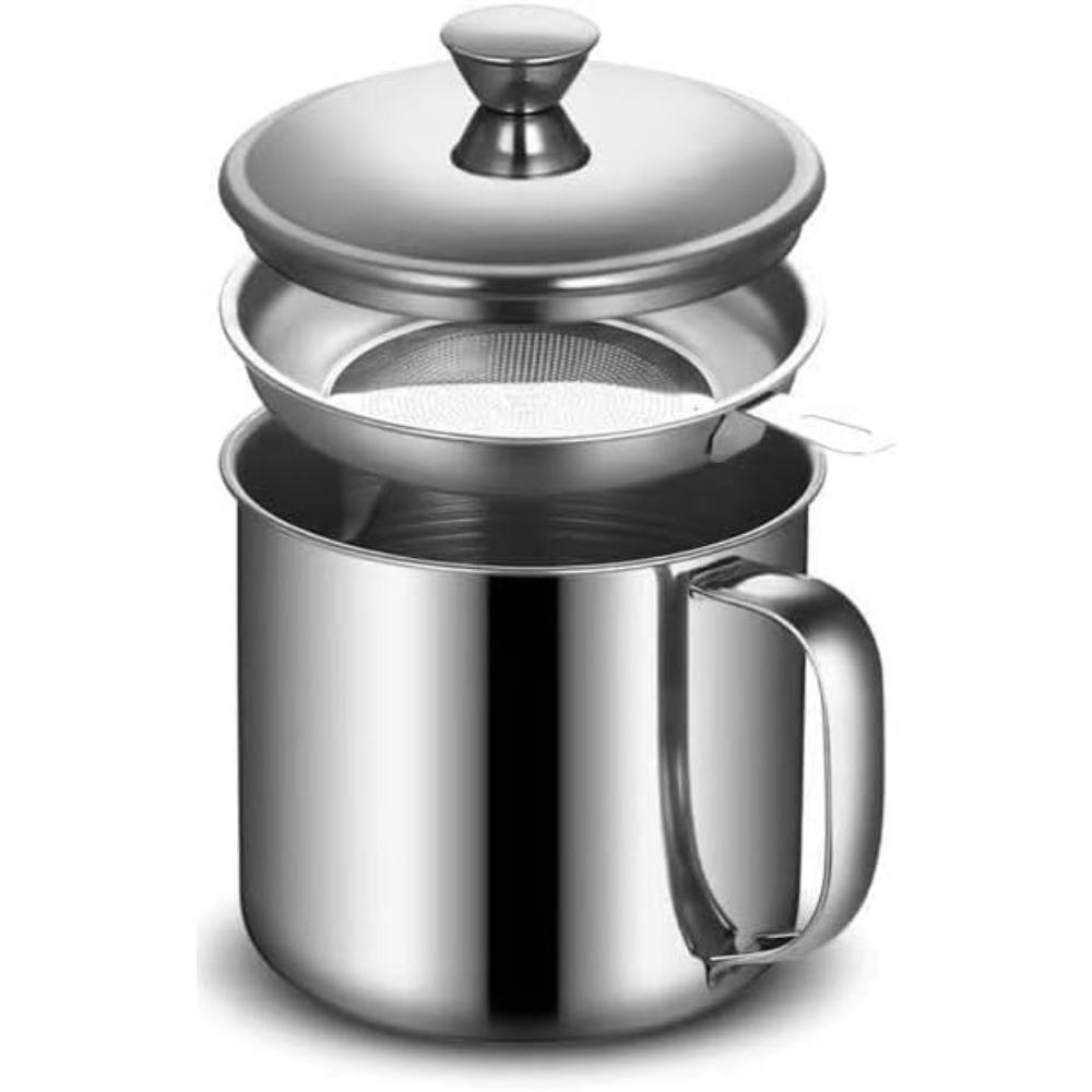 

45 OZ Bacon Grease Container Kitchen Oil Container Jar with Filter for Storing Meat Frying Oil and Cooking Grease Storage